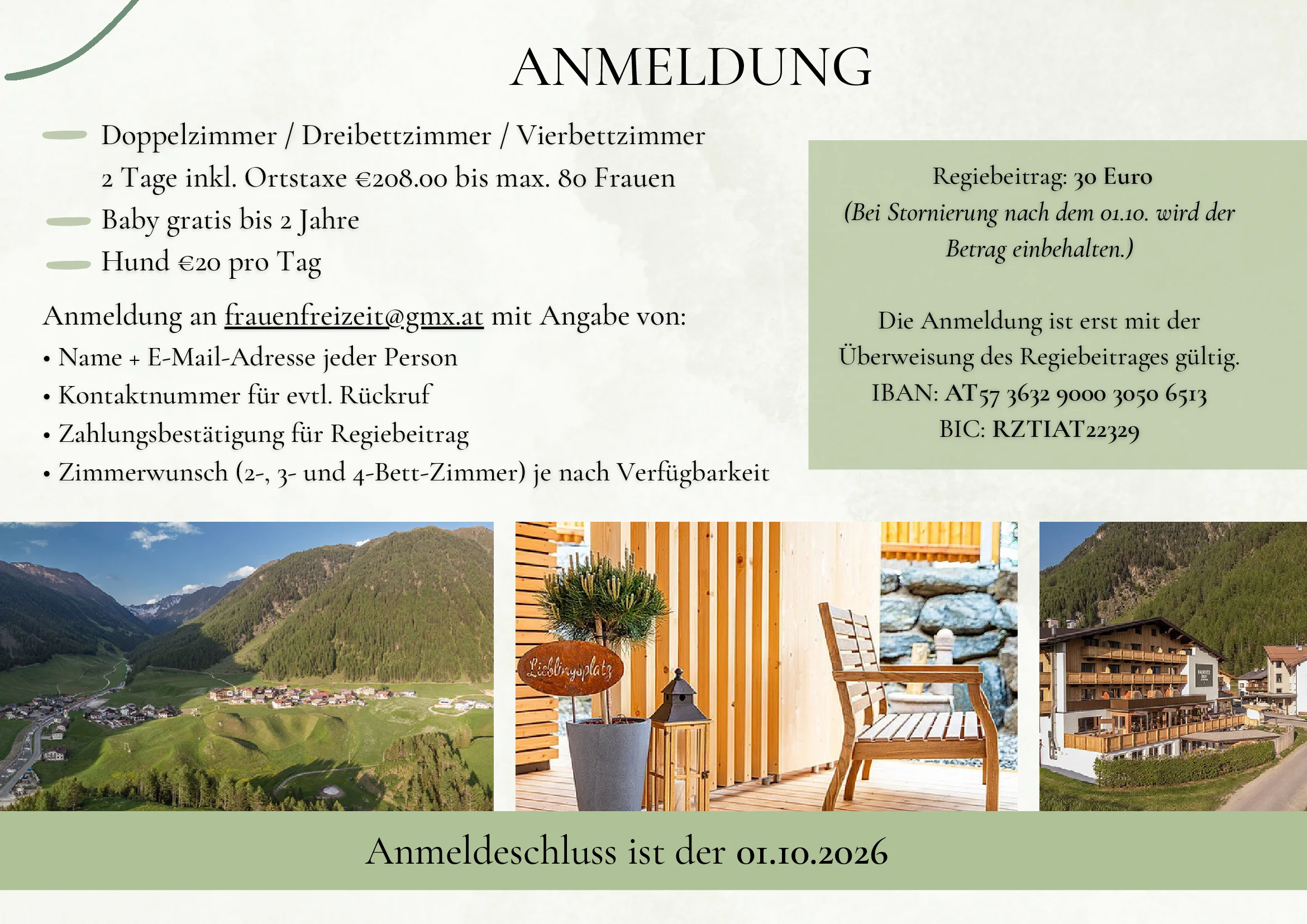 Einladung zur ARGEGÖ Frauenfreizeit Region Tirol